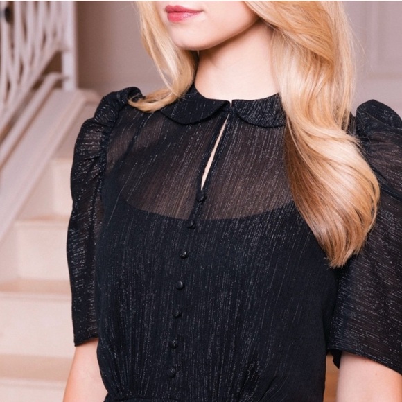 NWT Gal Meets Glam Jolene Black Shimmer Maxi Dress - Picture 3 of 12